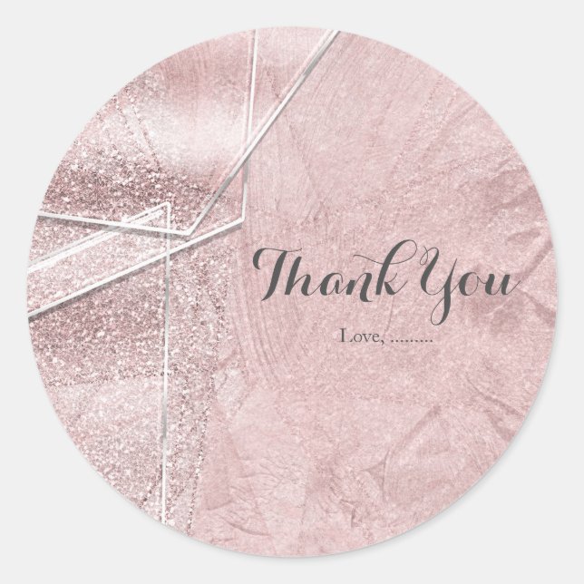 Pink Shimmer Crystal Glass Glam Party Favour Classic Round Sticker (Front)