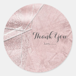 Pink Shimmer Crystal Glass Glam Party Favour Classic Round Sticker