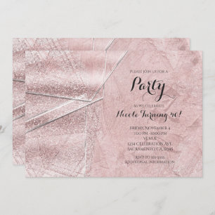 Pink Shimmer Crystal Glass Glam Party Invitations