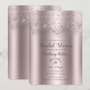 Pink Shimmer Flutter Butterfly Bridal Shower Invitation
