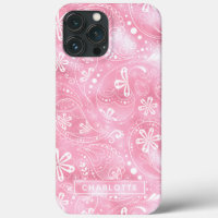 Pink Shimmer Modern Girly Paisley Personalised