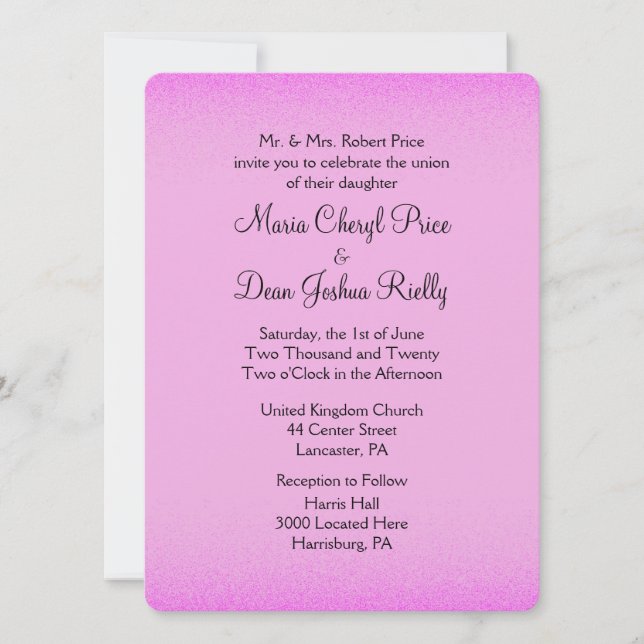 Pink Shimmer Wedding Invitations (Front)