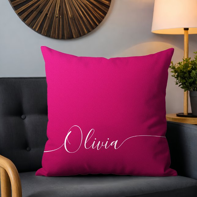 Pink Shimmer White Elegant Calligraphy Script Name Cushion (Creator Uploaded)