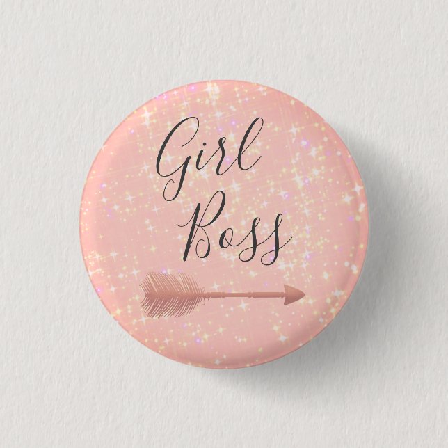 "Pink Shimmery Girl Boss  3 Cm Round Badge (Front)