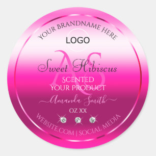 Pink Shimmery Product Label Diamonds Initials Logo