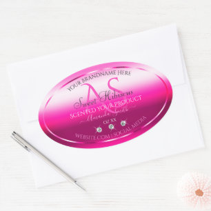 Pink Shimmery Product Labels Diamonds and Initials