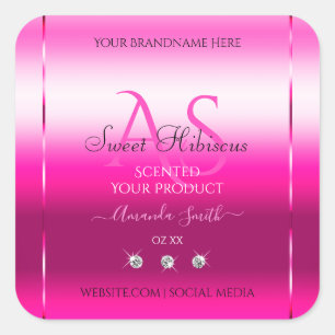 Pink Shimmery Product Labels Diamonds and Initials