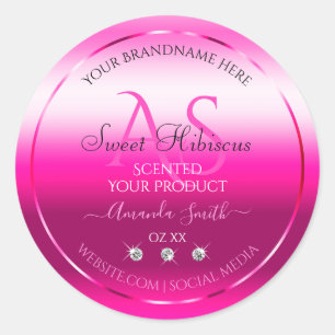 Pink Shimmery Product Labels Diamonds and Initials