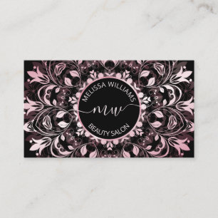 Pink Shiny Black Mandala Logo Business Card
