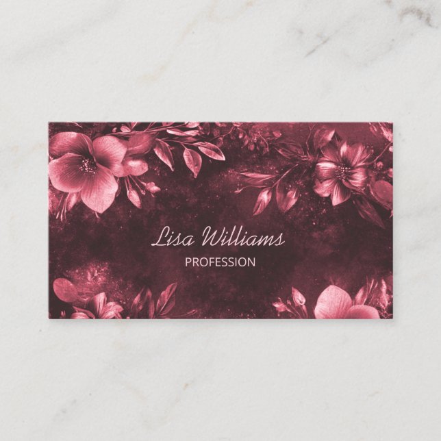 Pink Shiny Flowers Mauve Business Card (Front)