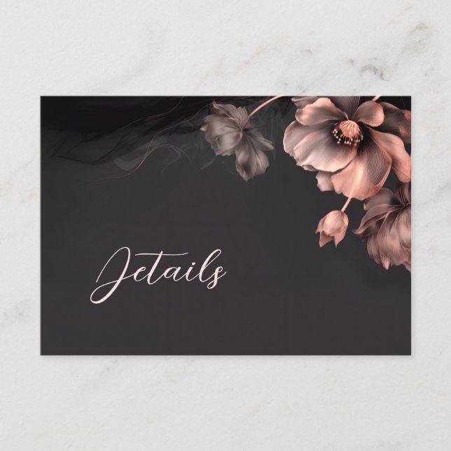 Pink Shiny Metallic Black Floral Details Enclosure Card (Front)