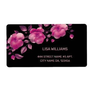 Pink Shiny Metallic Flower Black