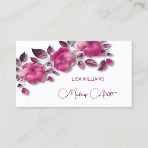 Pink Shiny Metallic Flower Business Card