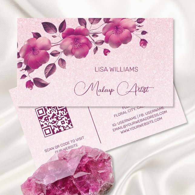 Pink Shiny Metallic Flower  Business Card (Creator Uploaded)