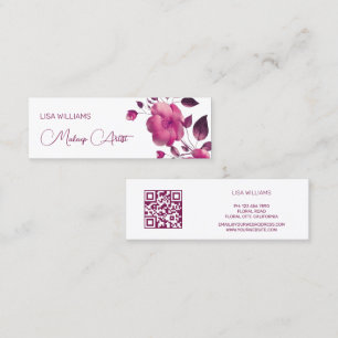Pink Shiny Metallic Flower Mini Business Card