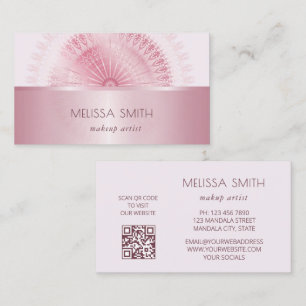 Pink Shiny Metallic Mandala Business Card