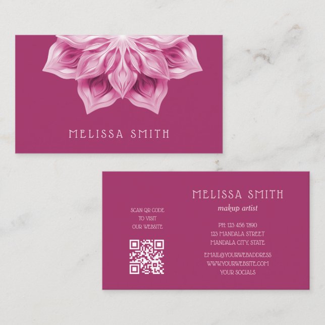 Pink Shiny Metallic Mandala  Business Card (Front/Back)