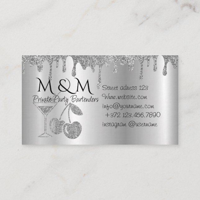 Pink Shiny Private Party Bartender Business Card (Back)