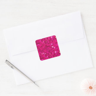 Pink Shiny Sequin Square Sticker