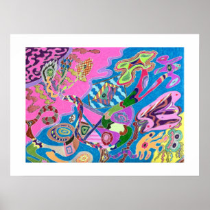 Pink Shore, 24x18 Abstract Art Poster