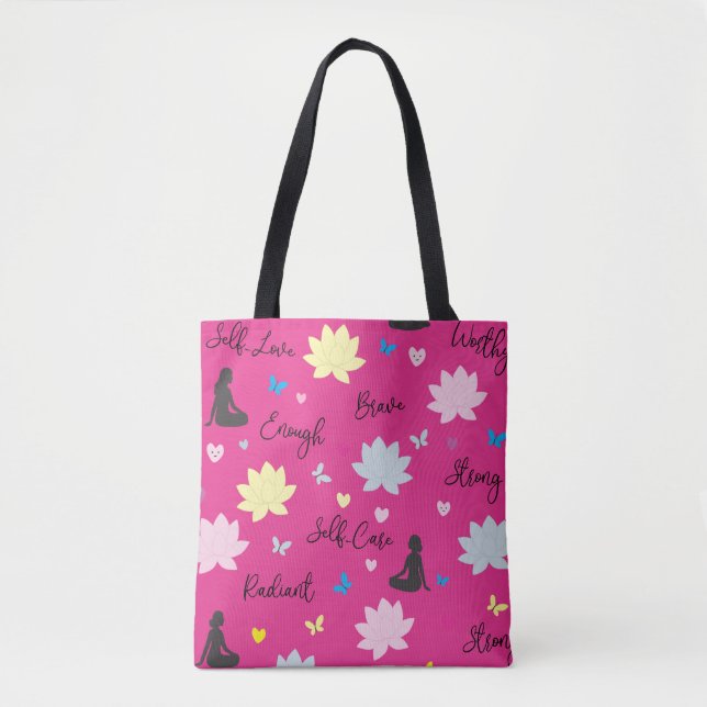 Pink Shoulder Tote Bag Self-Confidence Bag (Front)