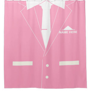 Pink Shower Curtain Business Suit with Custom Name