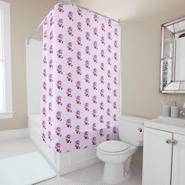 Pink Shower Curtain Swinging Girl - Customizable (In Situ)