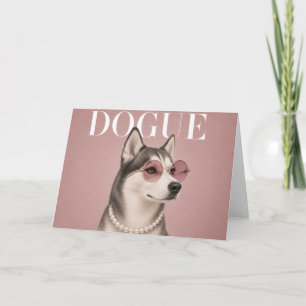 Pink Siberian Husky Dog Covergirl Card