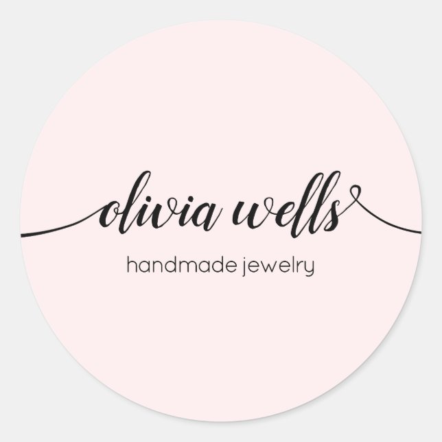 Pink Signature  Script Classic Round Sticker (Front)