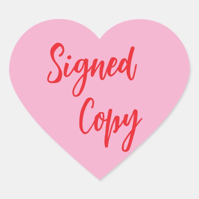 Pink Signed copy Heart Sticker (Front)