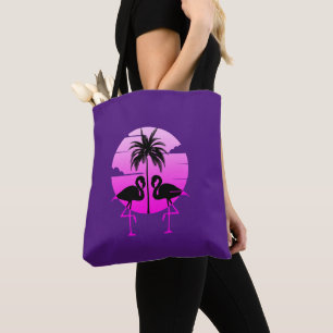 Pink Silhouette Flamingos Bird Tote Bag