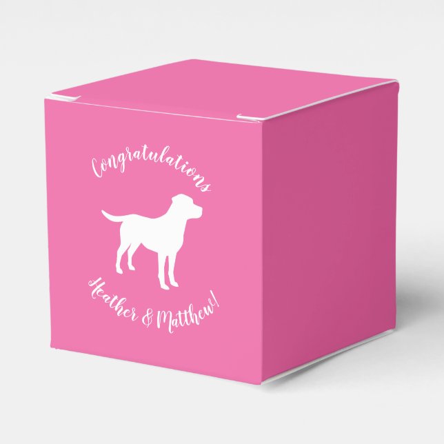 Pink SIlhouette Lab Dog Puppy Baby SHower Favour Box (Front Side)