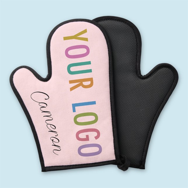 Pink Silicone Oven Mitt with Business Logo & Name (MISOOK Pink Oven Mitt with Logo)