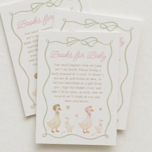 Pink Silly Goose Baby Shower Books for Baby Enclosure Card