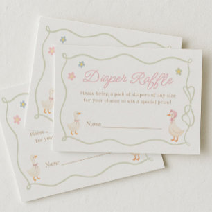 Pink Silly Goose Baby Shower Diaper Raflle Enclosure Card