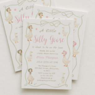 Pink Silly Goose Baby Shower Invitation