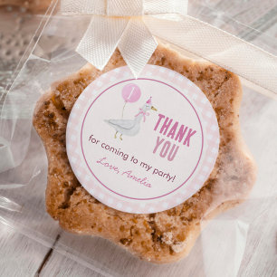 Pink Silly Goose Balloon Girl Birthday Classic Round Sticker