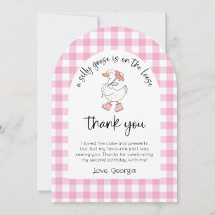 Pink Silly Goose Birthday Photo Thank You Card