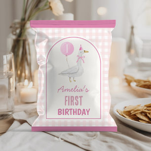 Pink Silly Goose Girl Birthday Chip Bag Wrapper
