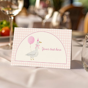 Pink Silly Goose Girl Birthday Party Food Tent Place Card