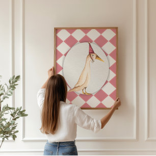 Pink Silly Goose Nursery Wall Art Print