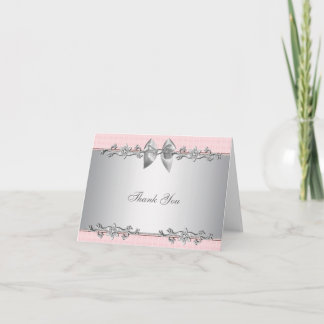 Pink Silver Baby Shower Gift Thank You Card