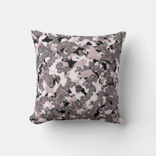 Pink Silver & Black Beauty Spill Glam Gloss Girly Cushion