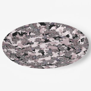 Pink Silver & Black Beauty Spill Glam Gloss Girly Paper Plate