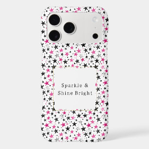 Pink Silver Black Stars Sparkle & Shine