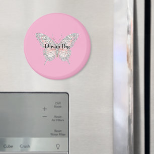 Pink Silver Butterfly Personalized Magnet