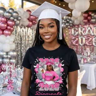 Pink & Silver Class of 2026 Senior Graduation T-Shirt