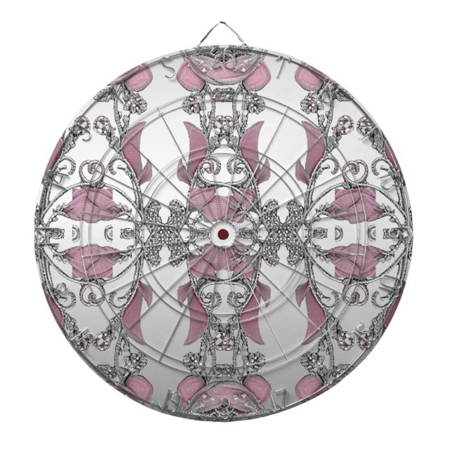 Pink Silver Decorative Dartboard (Front)