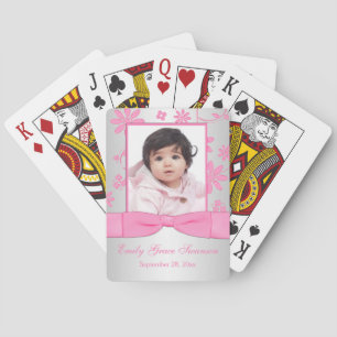 Pink, Silver FloralPhoto Playing Cards