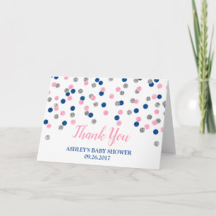 Pink Silver Gender Reveal Baby Shower Thank You